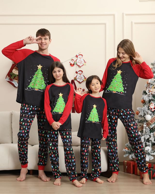 Kouric Pigiama Natale Famiglia, Pigiami Natalizi per Tutta la Famiglia, Renna Pigiama Natalizio Famiglia Pigiami Natale, Girocollo Due Pezzi Natale Pigiama Famiglia Set per Donna Uomo Bambino Bambina