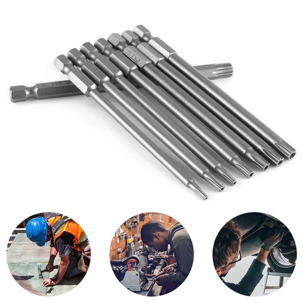Mesee 23-częściowy zestaw długich końcówek do wkrętarek, stal S2, magnetyczne 1/4" sześciokątne końcówki Torx + zestaw końcówek krzyżowych + zestaw końcówek sześciokątnych, 100 mm