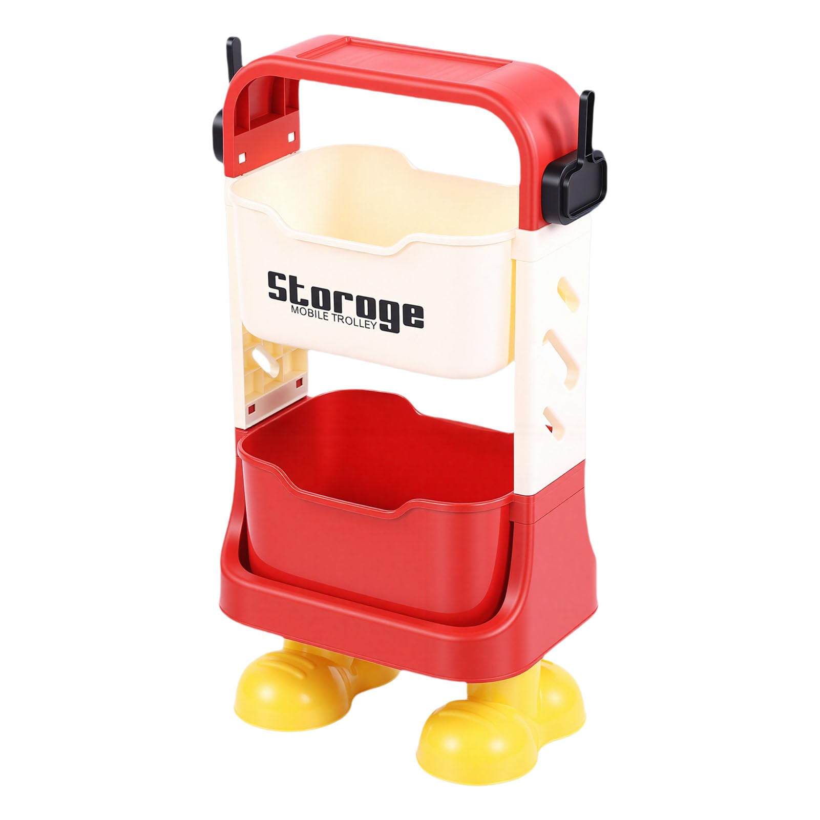 Aramox Carrello Multiuso con Ruote, Simpatico Organizer per Giocattoli e Snack a più Livelli per Casa, Ufficio e Garage con Piedini a Forma di Cartone Animato (2 livelli)