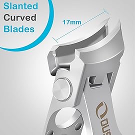 Toenail Clippers for Thick Nails, Angled Head Toe Nail Clippers for Men& Women, Wide Jaw Fingernail Clippers with Catcher, Ingrown Toe Nail Cutter with Slanted Curved Blade Nail Trimmer for Seniors
