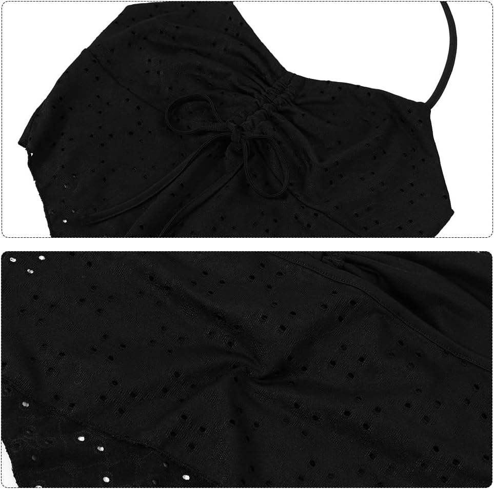 PENINSULA LOVE Women Tie Front Halter Top Y2k Ruffle Going Out Tank Top Sexy Sleeveless Camisole Streetwear - Image 6