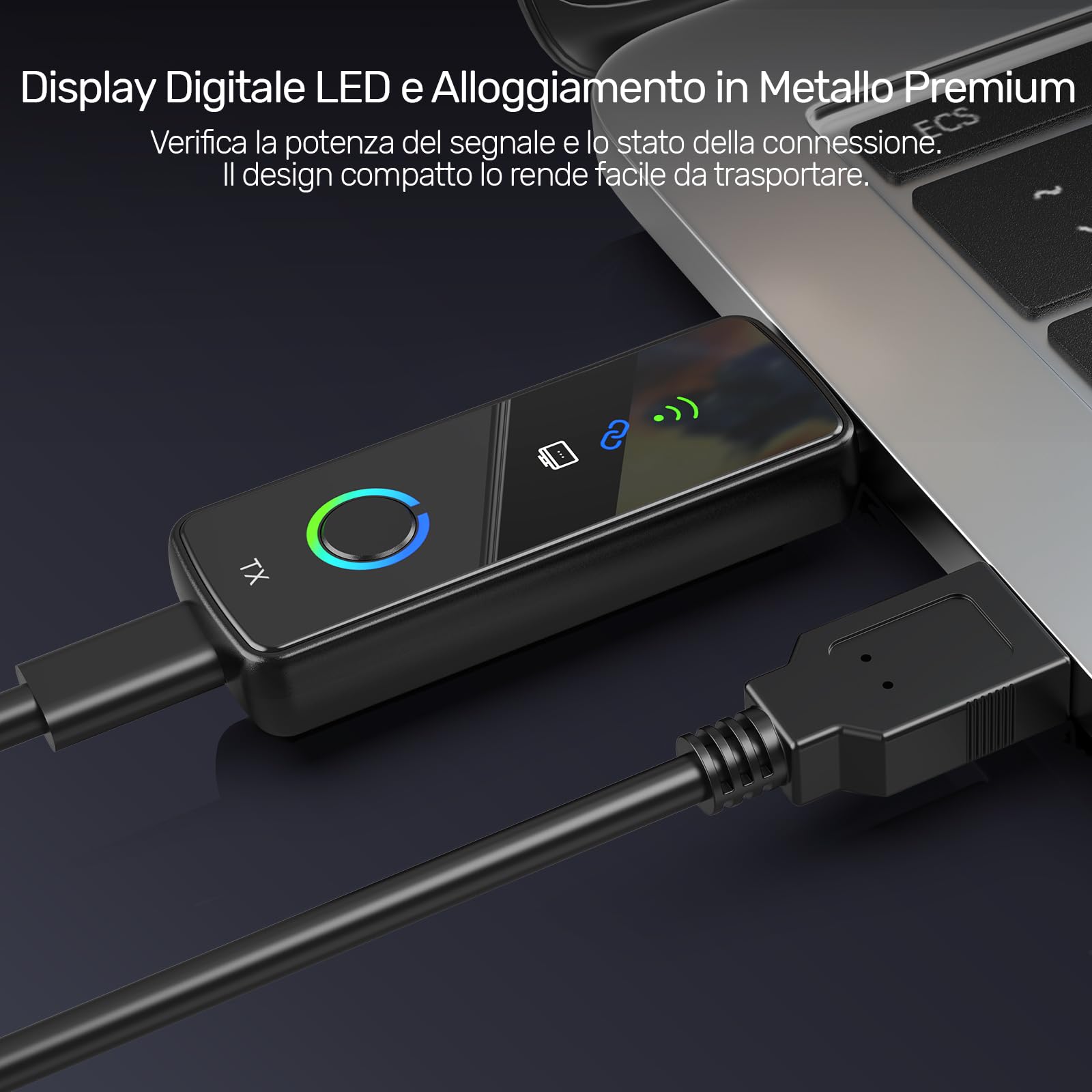 Alxum Trasmettitore e Ricevitore HDMI Wireless - Streaming Senza Fili 1080P@60Hz da PC/Computer Portatile a TV/Proiettore, Trasmissione di 50m, Plug & Play per Gaming e Riunioni di Business