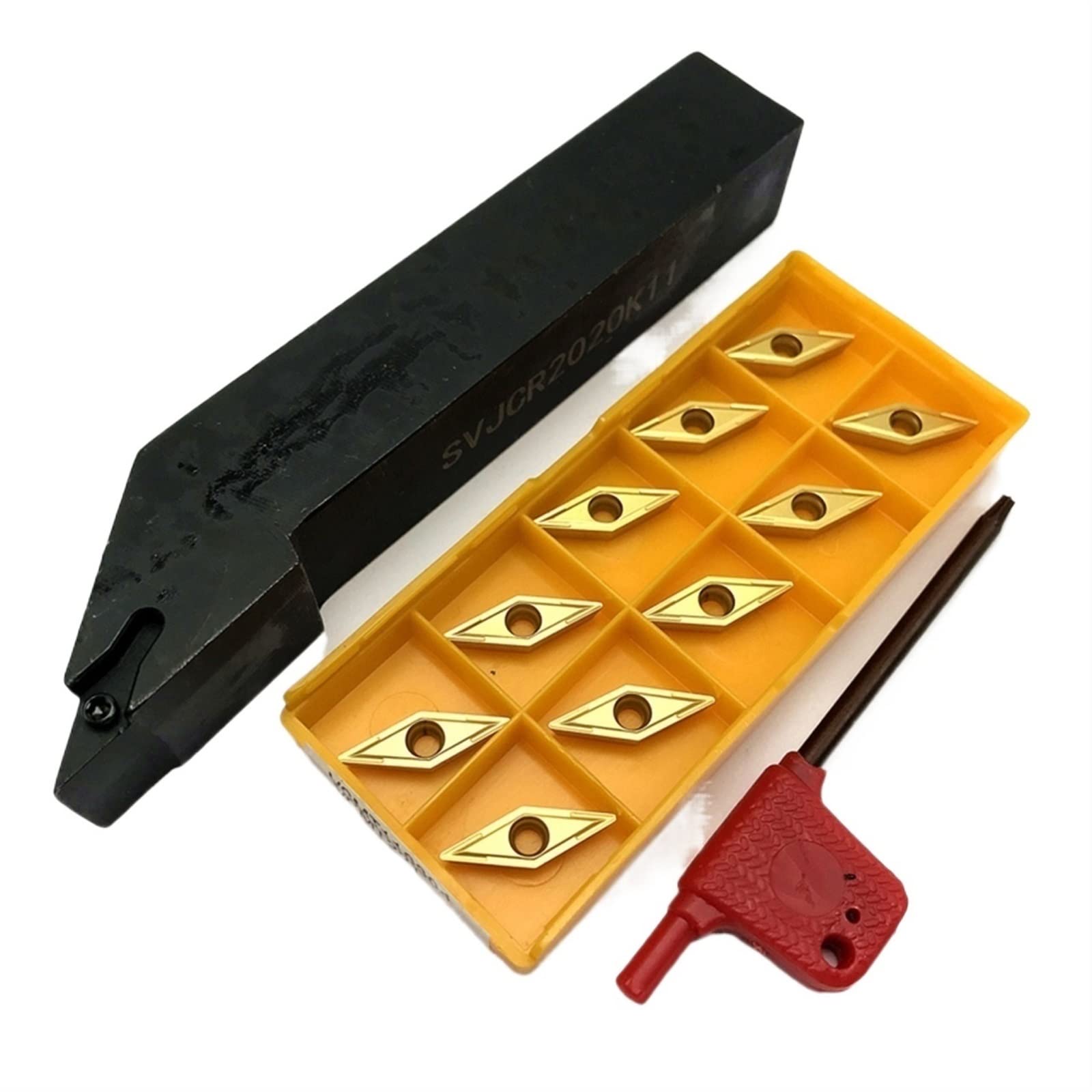 PC 1 Tenedor de Herramientas de torneado Externo + 1 0pcs Herramienta de Corte de Herramientas de Torno de inserción de carburo YIJIAN (Angle : SVJCR1212H11, Shank Diameter : VCGT110304 AK H01)
