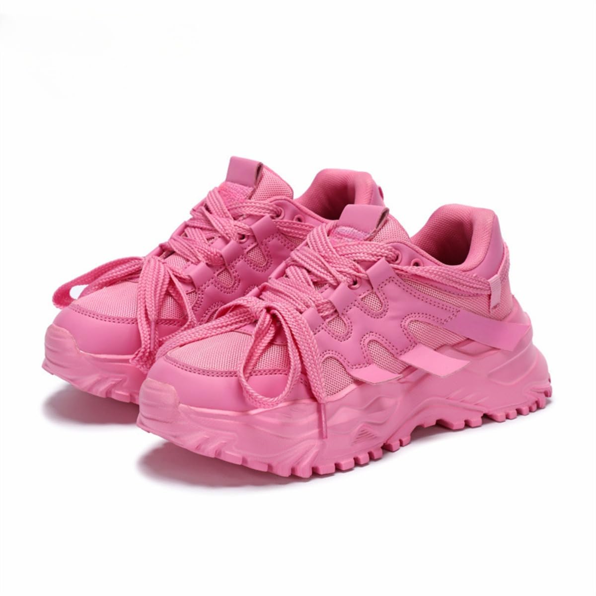 CTKVbmeoi Y2K Neon Green Trendy Chunky Platform Sneakers Lace Up Non Slip Walking Shoes for Women Festival Party Streetwear Outing Lightweight High