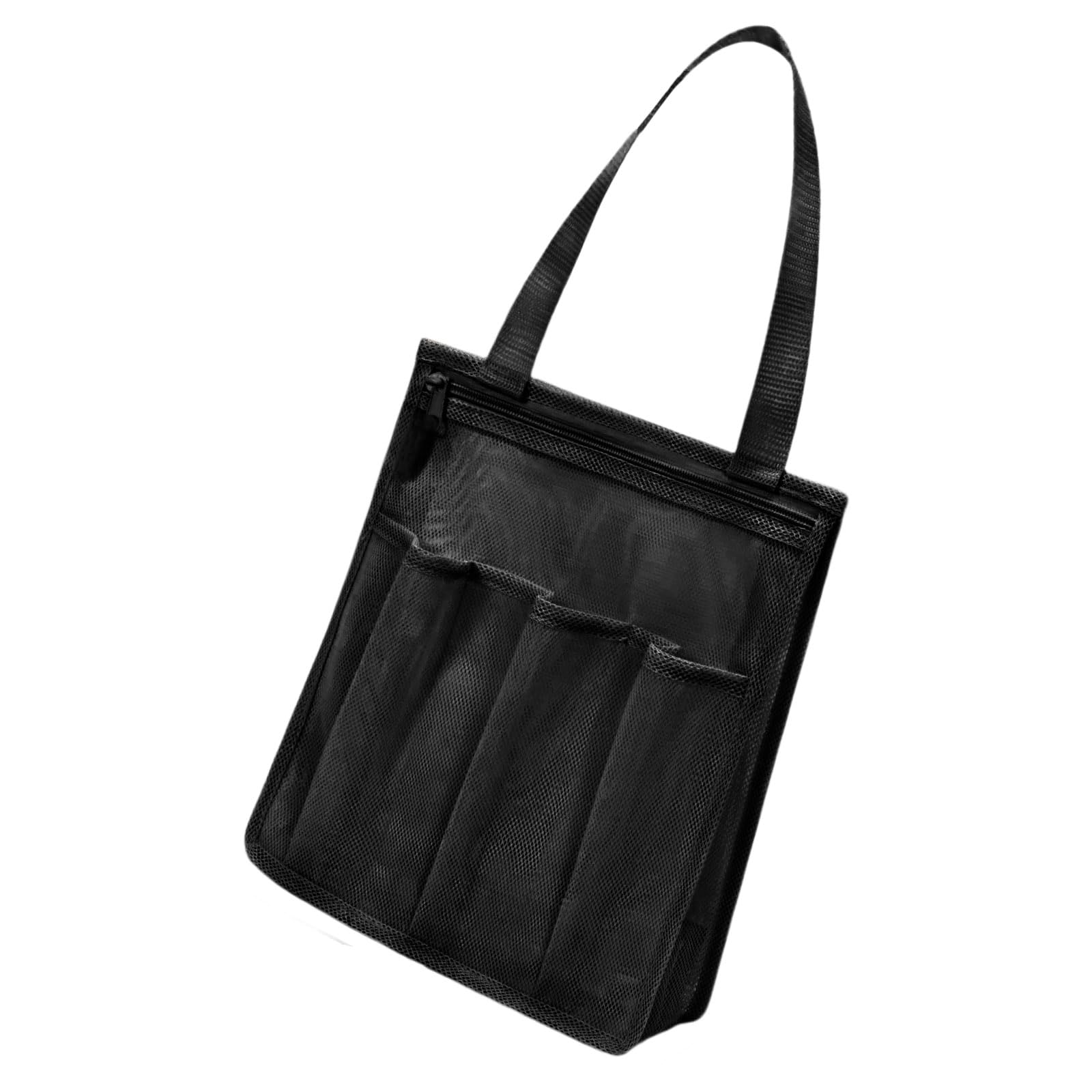 Kalttoy Black Ventilated Meshes Shower Bag For Bathroom Organization Hanging Gym Beach Bag With Quick Drains Designs Beach Essentials