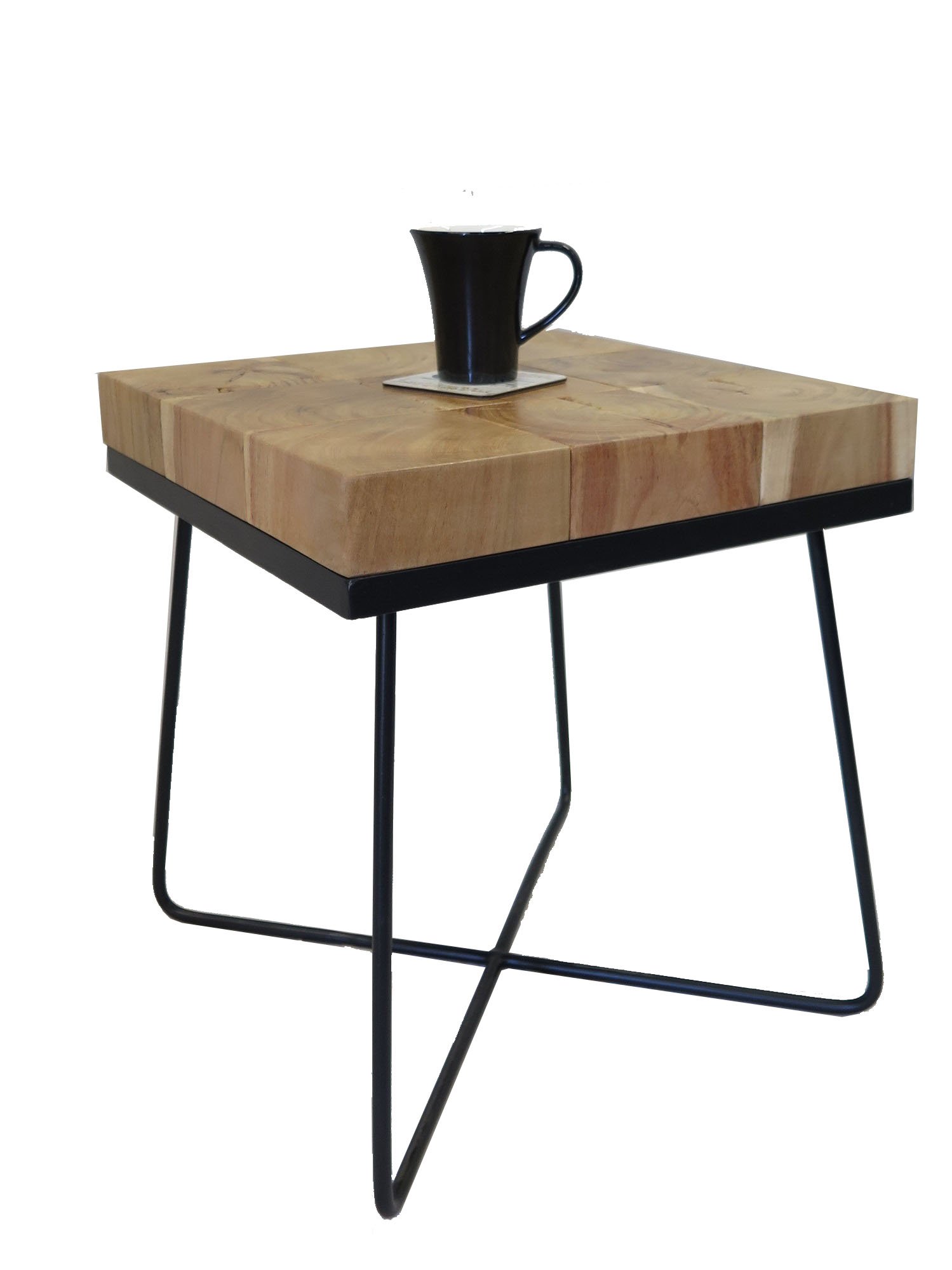 ASPECT Drys Square Solid Acacia Wood End Table, Black, 45x45x51(H) cm