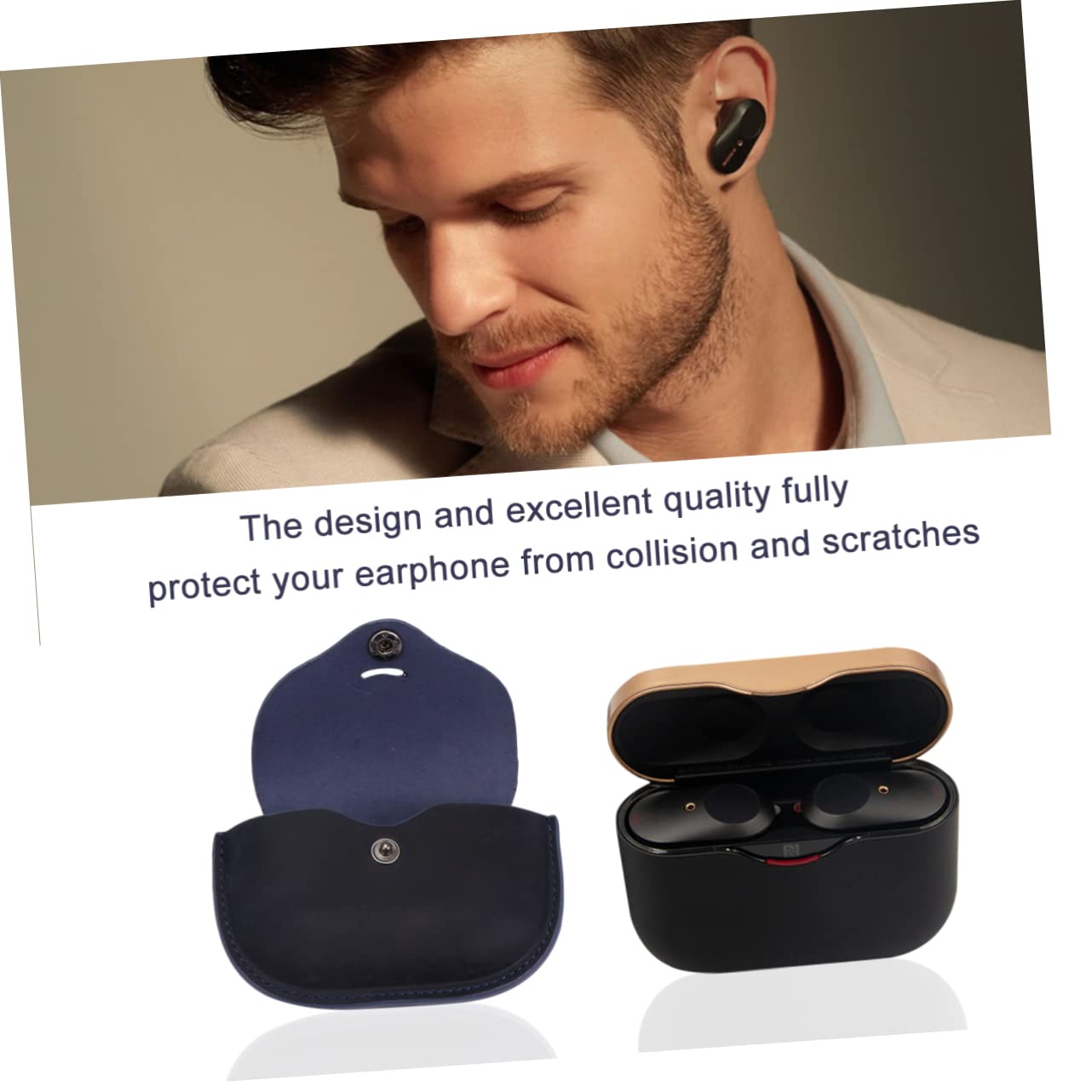 DOITOOL 2 Juegos De Bolsas Protectoras para Auriculares 1000xm3 Estuche De Cuero con Orificio De Carga Resistente.