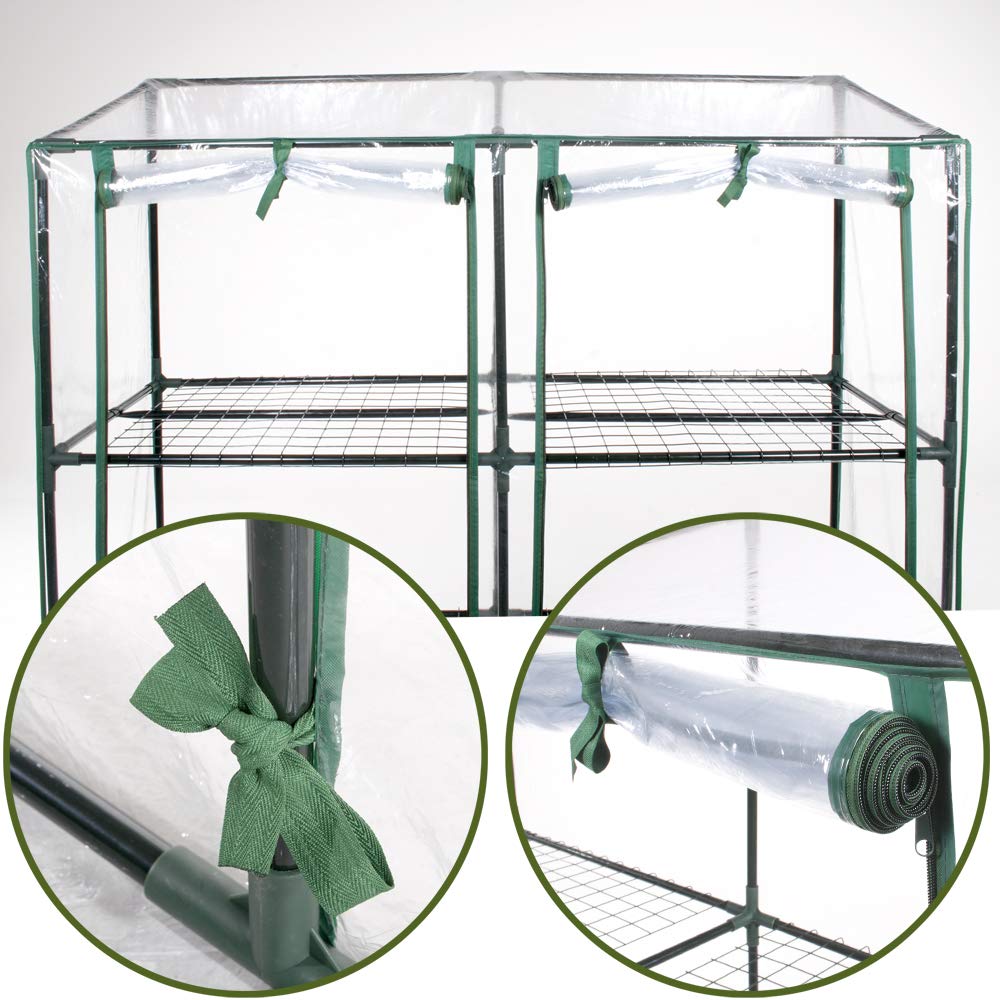 'Invernadero con 3 bandejas – Acero diseño "L" 152 x "P" 50 x "H 135 cm, para proteger sus plantas en su jardín o en su Balcón