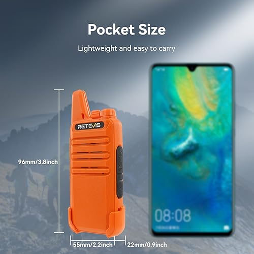 Miniatura 2 de Retevis Walkie Talkies recargables RT22, radio bidireccional de largo alcance para adultos, radio portátil de mano, activada por voz, alarma de