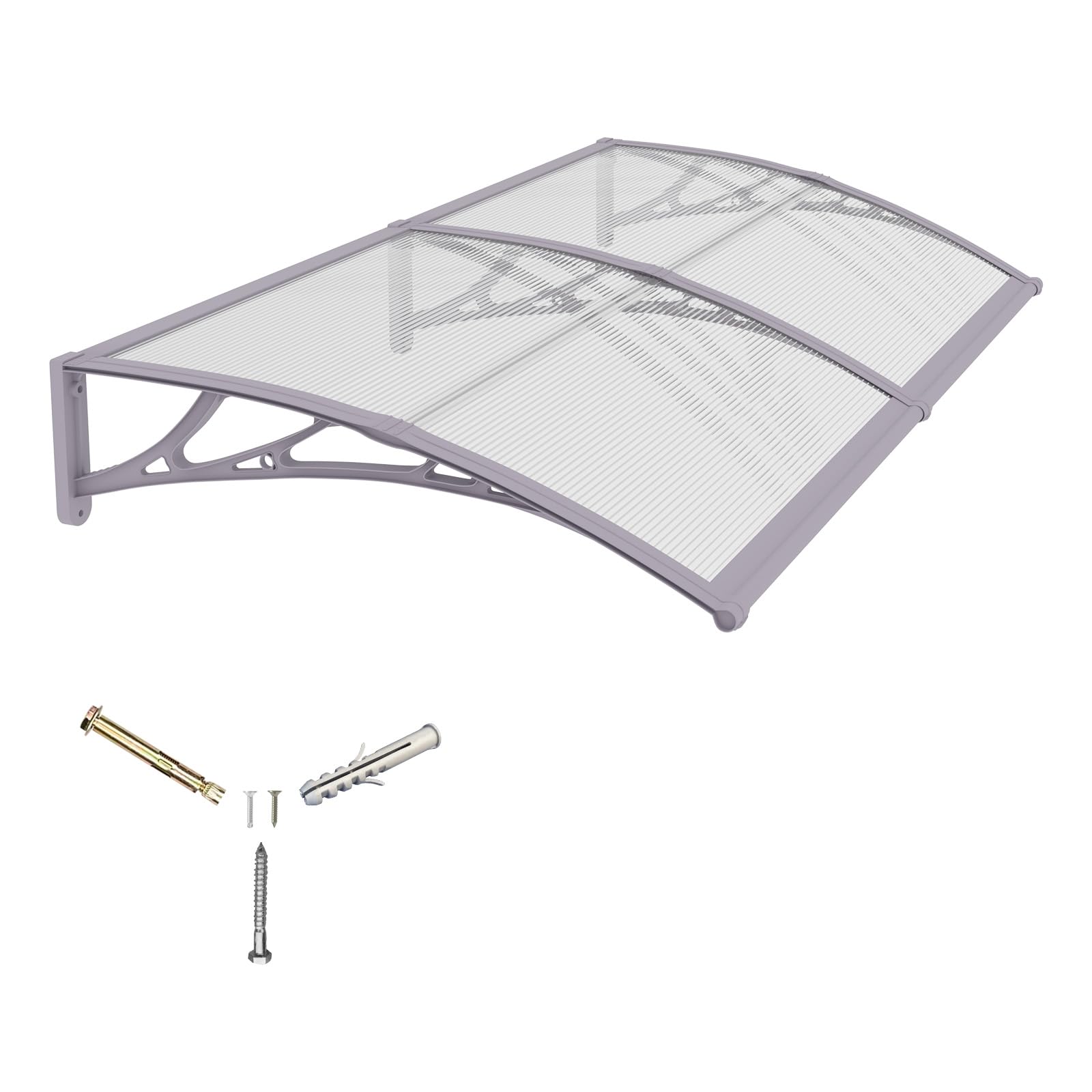 LWJSOCP Outdoor Door Canopy Awning 150x80cm UV Protection UPF50+ Rain & Snowproof Shelter with Bracket & Polycarbonate Sheet for Porch Patio & Deck