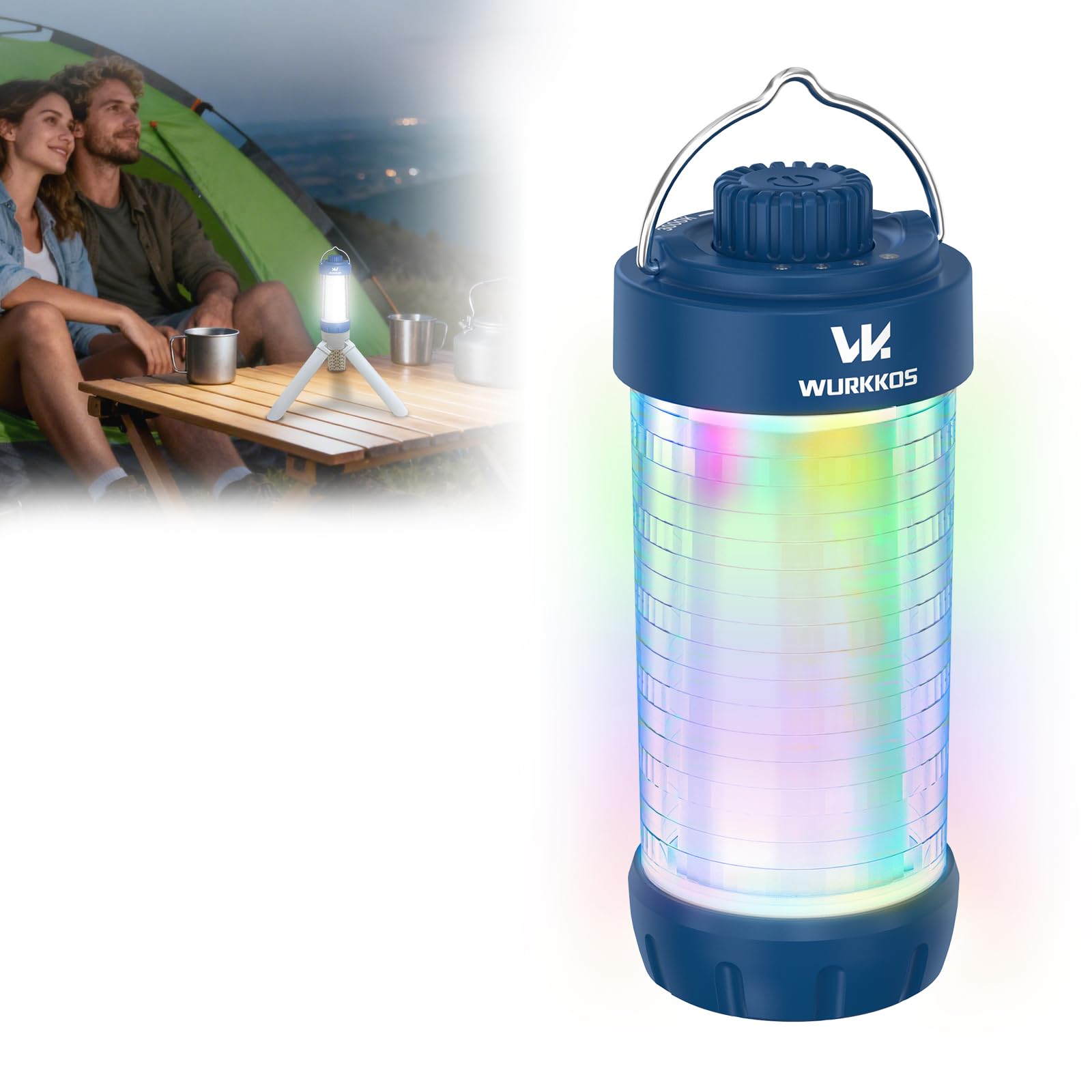 Wurkkos CL01 Camping-Laterne, 550 lm, wiederaufladbares Campinglicht mit Magnetfuß, bis zu 300 Stunden Laufzeit, wasserdichte LED-Laterne mit RGB-Licht, Notfall-Lampe für Stromausfälle, Wandern
