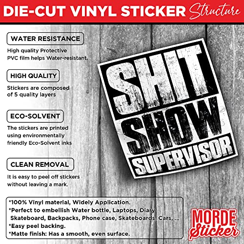 (3Pcs) Shit Show Supervisor Stickers Funny Quote Saying Die-Cut Vinyl Sticker 3" Decal For Hard Hat Water Bottle Tumbler Phone Case Laptop Cars Merchandise Decoration Decal Stuff Construction Worker Gift 3 Inch #TOP2