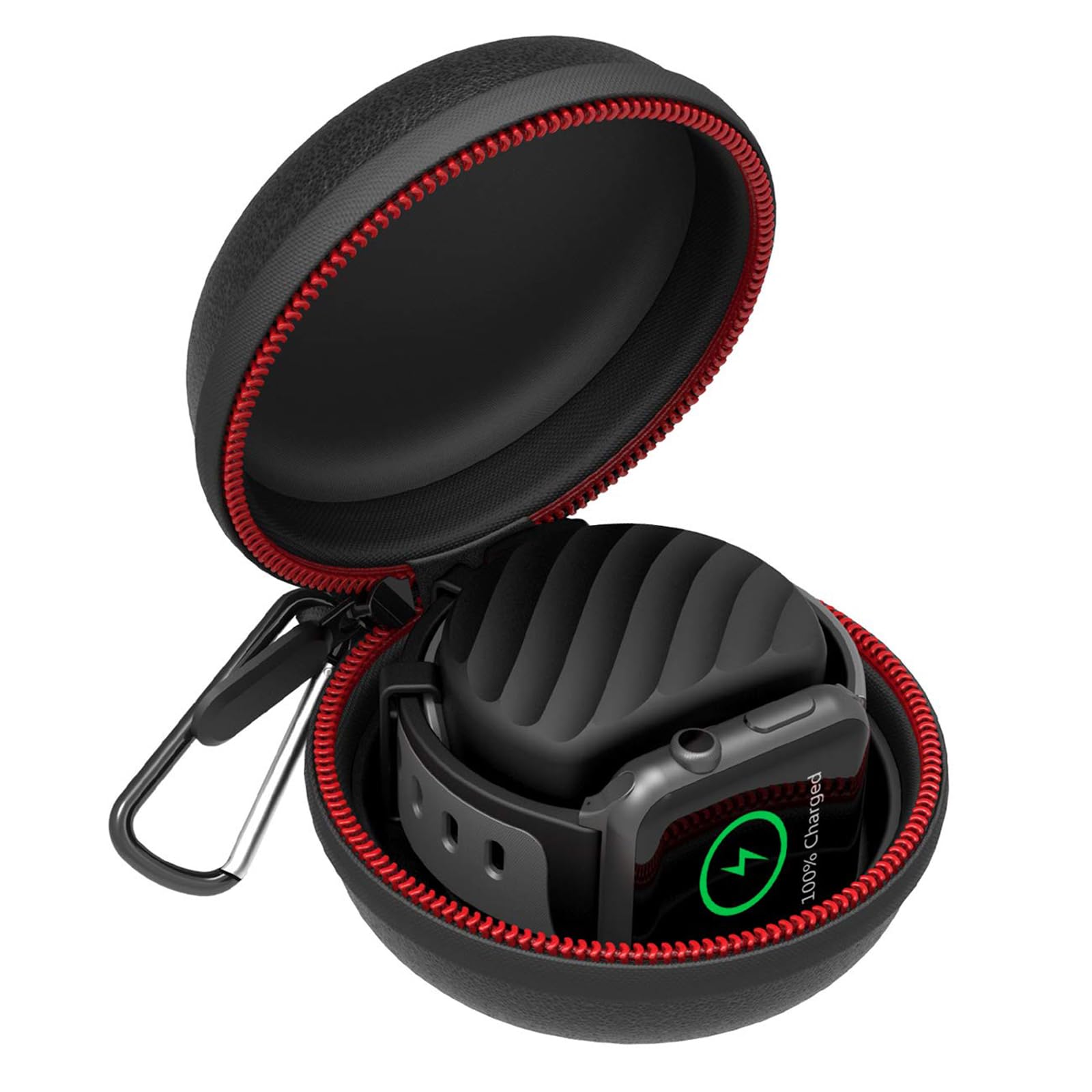 HALLEAST Compatible with for Apple Watch Charger Stand Holder, Charging Station EVA Hard Protective Storage Case Dock for iWatch Series 9 8 7 SE 6 5 4 3 2 1 38mm 40 41 42 44 45mm, No Charger, Black