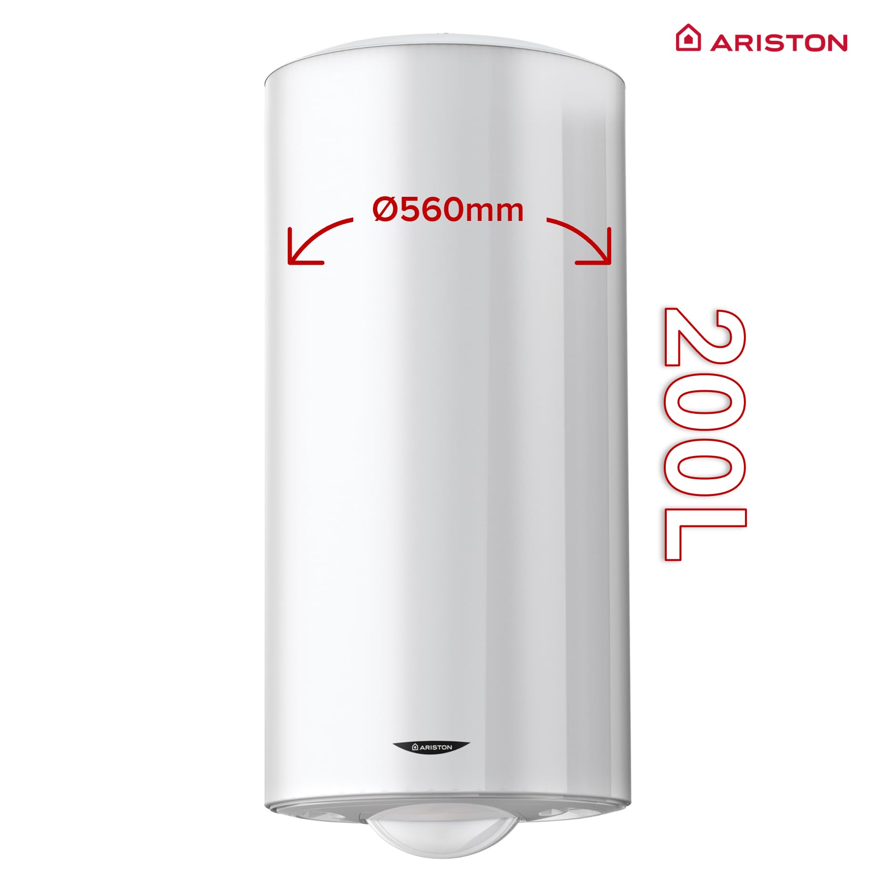 Ariston INITIO 200 L - Chauffe-eau Électrique Vertical Mural 200L - Ø560mm - Résistance Blindée Thermoplongée - NF Performance 2** - Conçu pour être installé en France