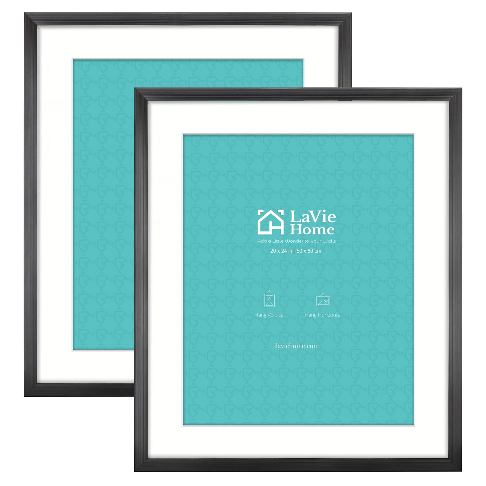 (Missing one pack) LaVie Home 20x24 Poster Frame 2 Packs Black, Display Pictures 16x20 with Mat or 20 x 24 Without Mat, Wall Gallery Poster Frames with High Definition Plexiglass Suitable for Family Photos