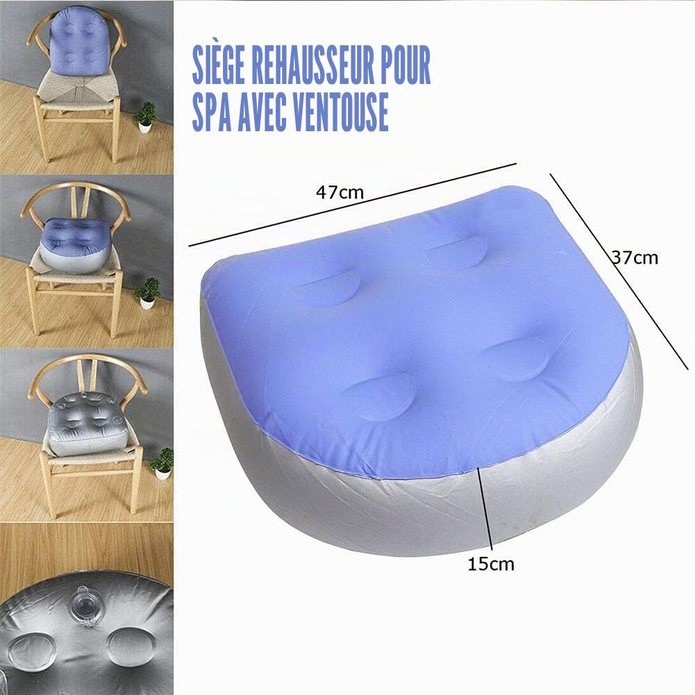 LATERN 2Pcs Siège D'appoint Gonflable, Coussin De Dossier De Siège D'appoint pour Spas avec 4 Ventouses pour Tous Les Jacuzzi Et Spas (47 x 37cm)