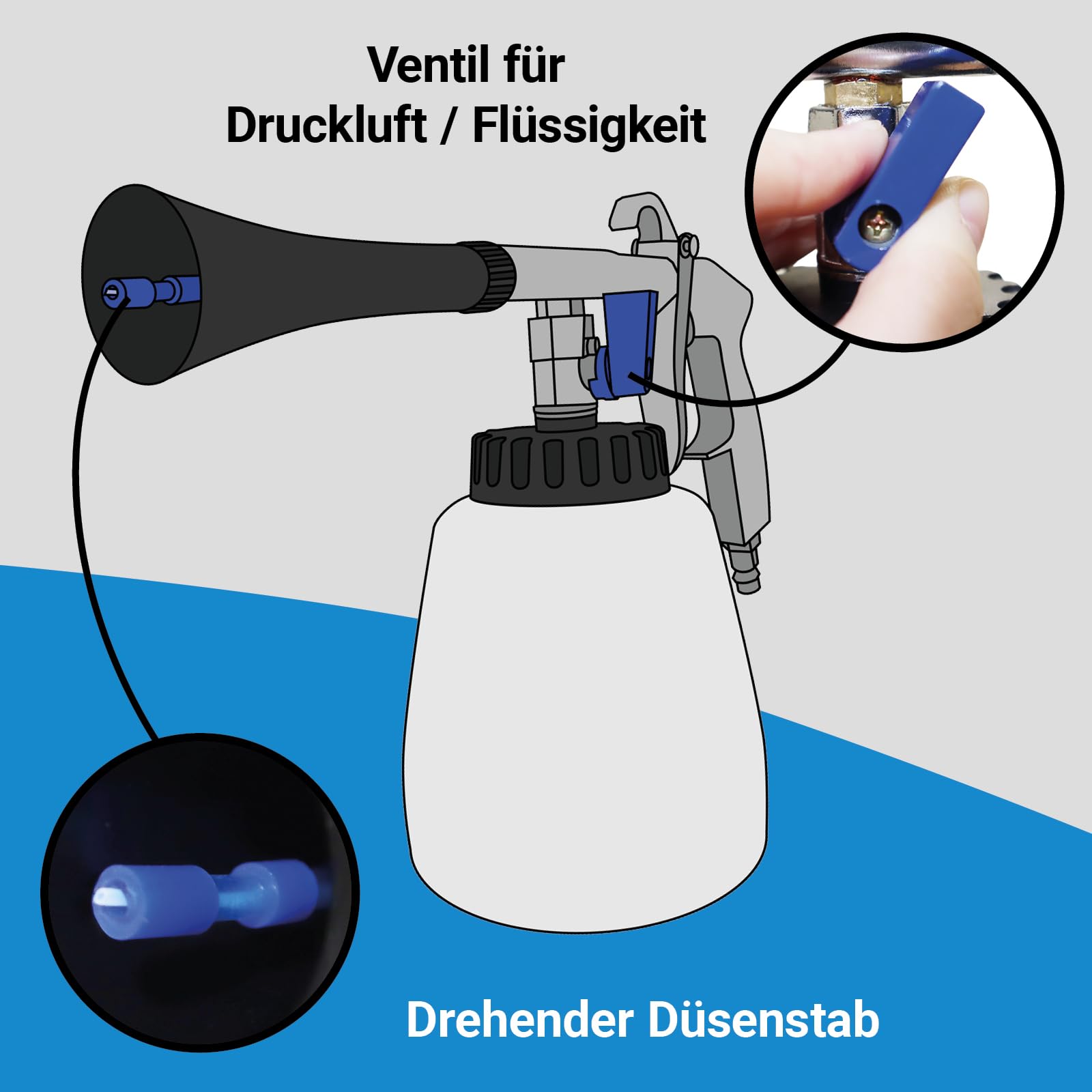BITUXX® Druckluft Reinigungspistole Auto Kfz Luftdruck Reinigungspistole Waschpistole 1000ml