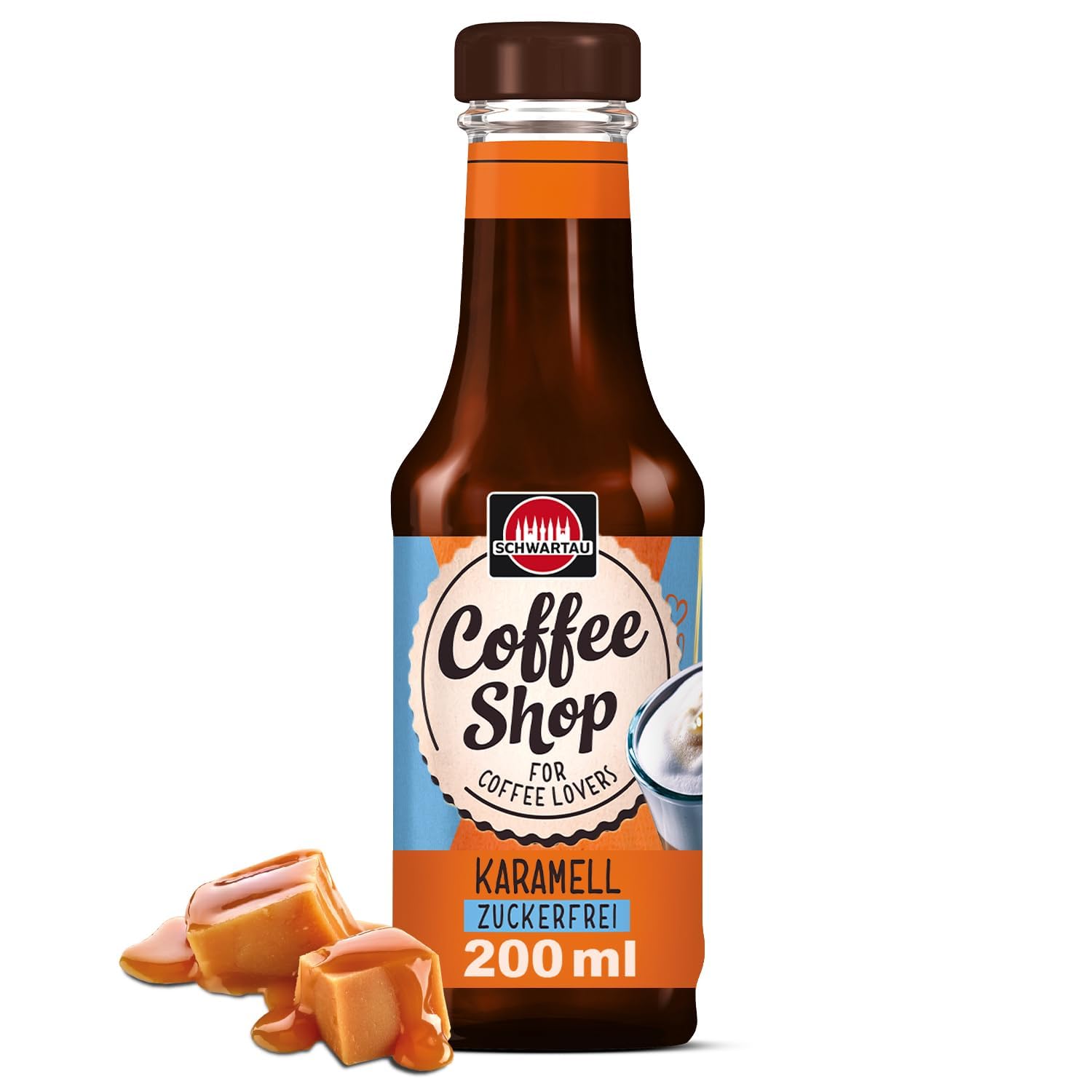 Schwartau Coffee Shop Zuckerfreier Karamell-Sirup - Barista-Qualität für Kaffee-Kreationen, Kaffeesirup, Natürlicher Geschmack ohne Farbstoffe, 200ml