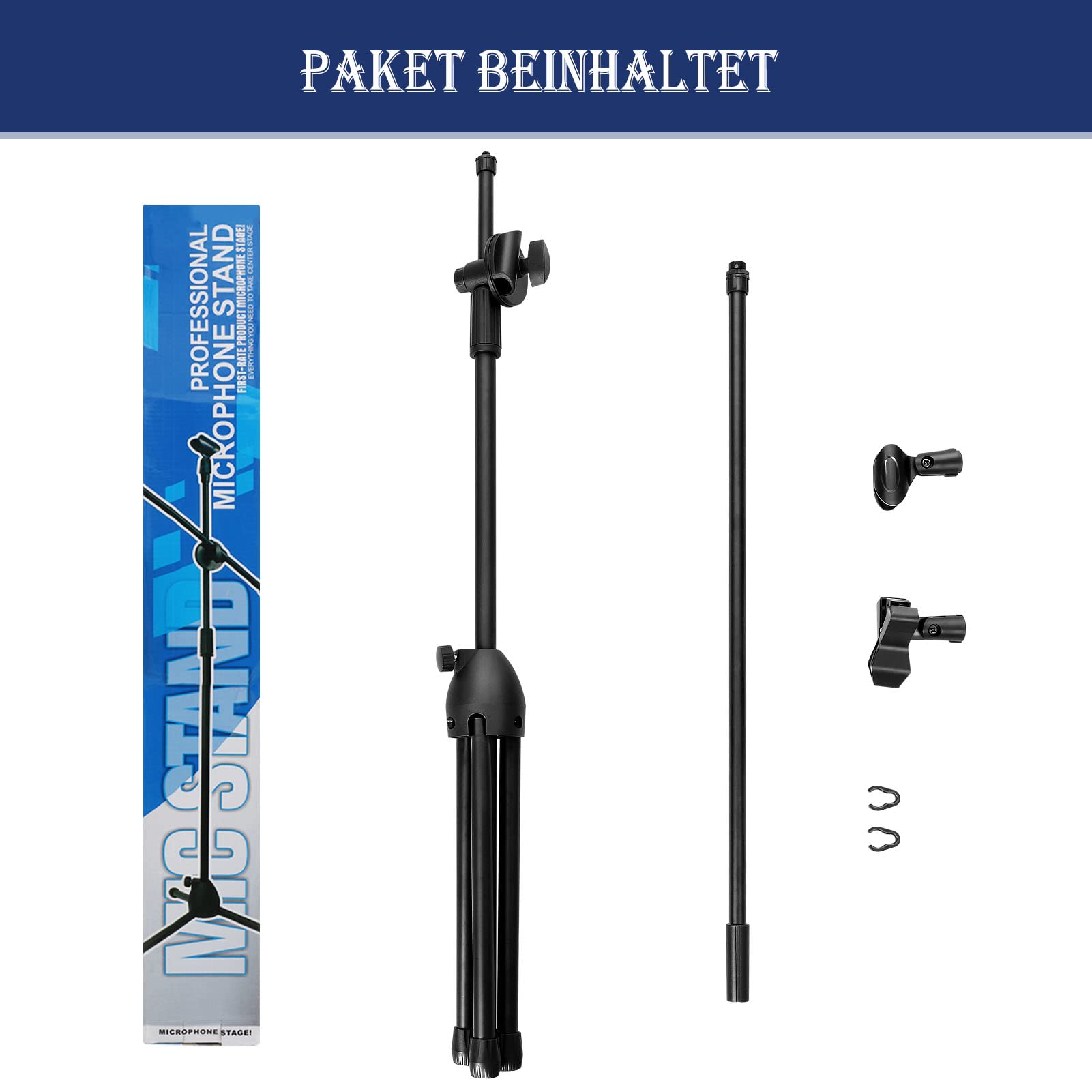 Trintion Mikrofonständer Einstellbare 73-175cm Mikrofonstativ Mikrofon Ständer mit 2 Mikrofonklemmen Einen Stabilen Stand für Singen Studio Rundfunk (73-175cm)