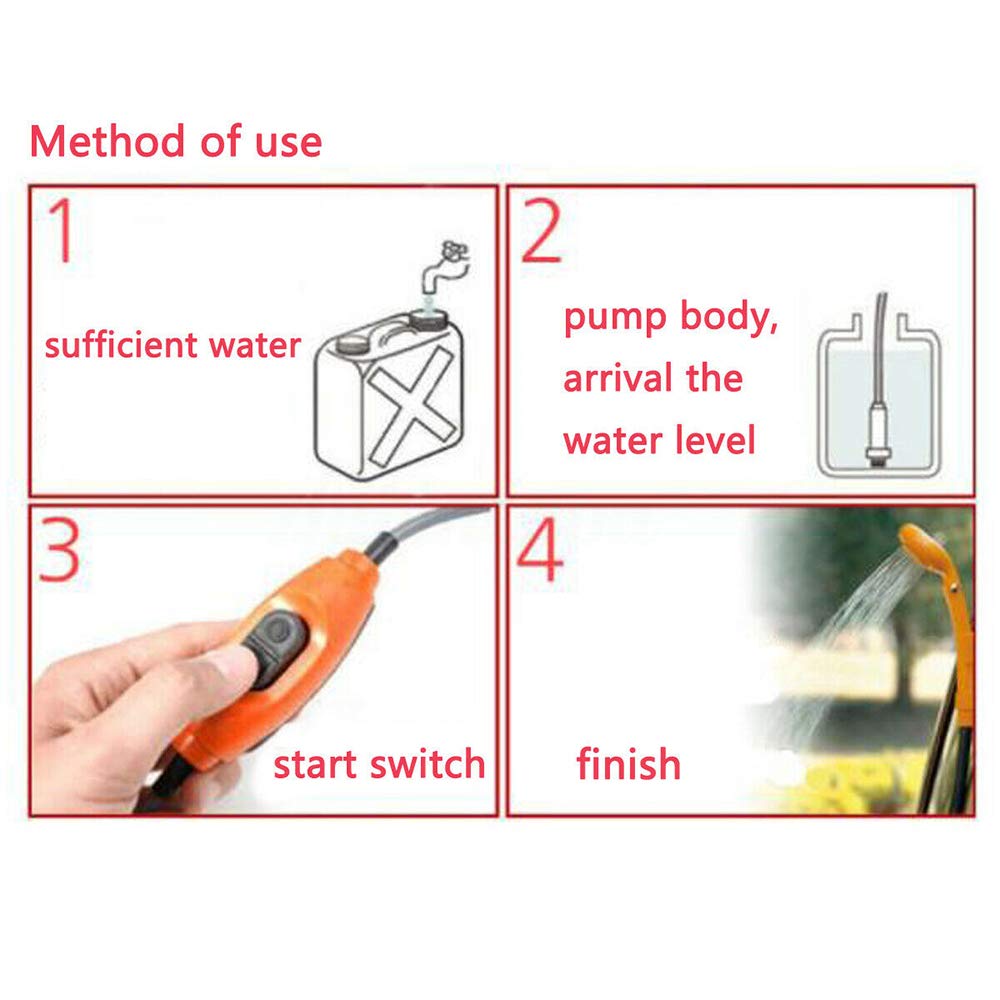 Buy Portable Outdoor Shower Kit, 12V Camping Showers with Water Pump, 6