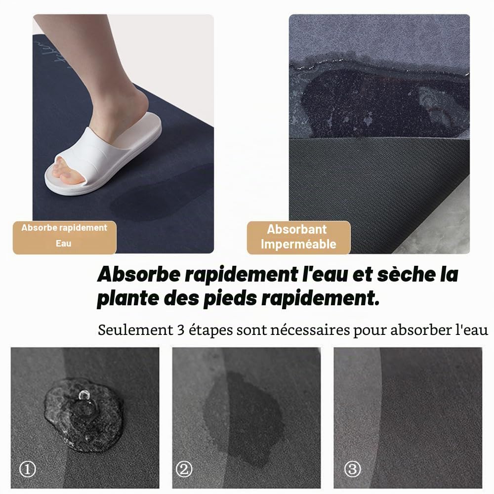 Hixingo Tapis de Cuisine Devant Evier Antidérapant Lavable, Style Campagne Vintage Tapis Couloir en Diatomite Absorbant Séchage Rapide pour Buanderie, Cuisine, Salle de Bain (Tiles Gris,60x180cm)