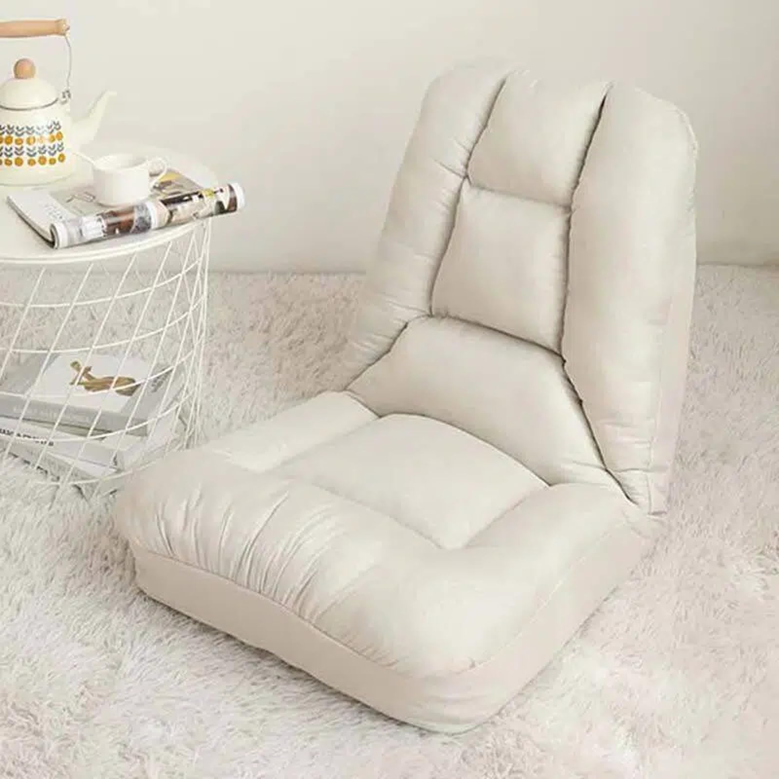 Krzesło torba fasola Składana dmuchana sofa Tatami z oparciem do rozkładanego fotela w akademiku(Grijs)