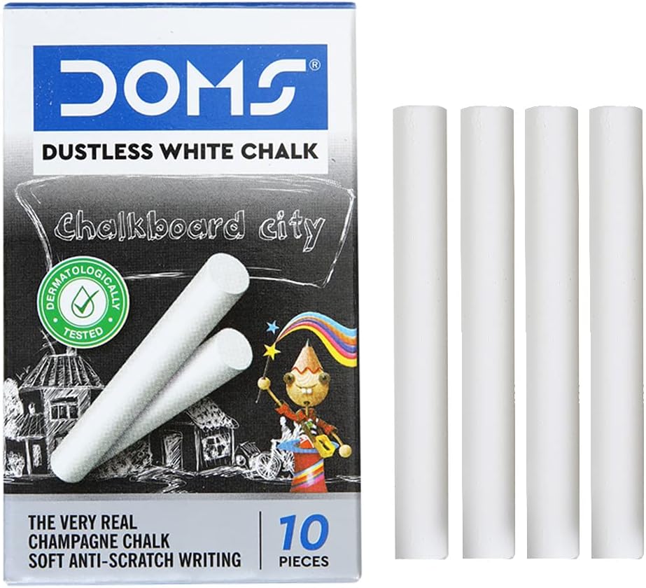 Doms 3486/3487 White Dustless Chalk Pack of 10