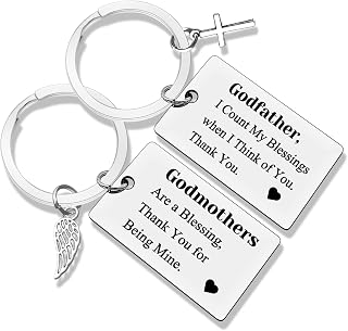 Godparent Gifts from Godchild Godmother/Godfather Keychain Set Thank You Gifts Baptism Gifts for Godparents Christening Gift Godparents Announcement Gifts First Communion Gifts