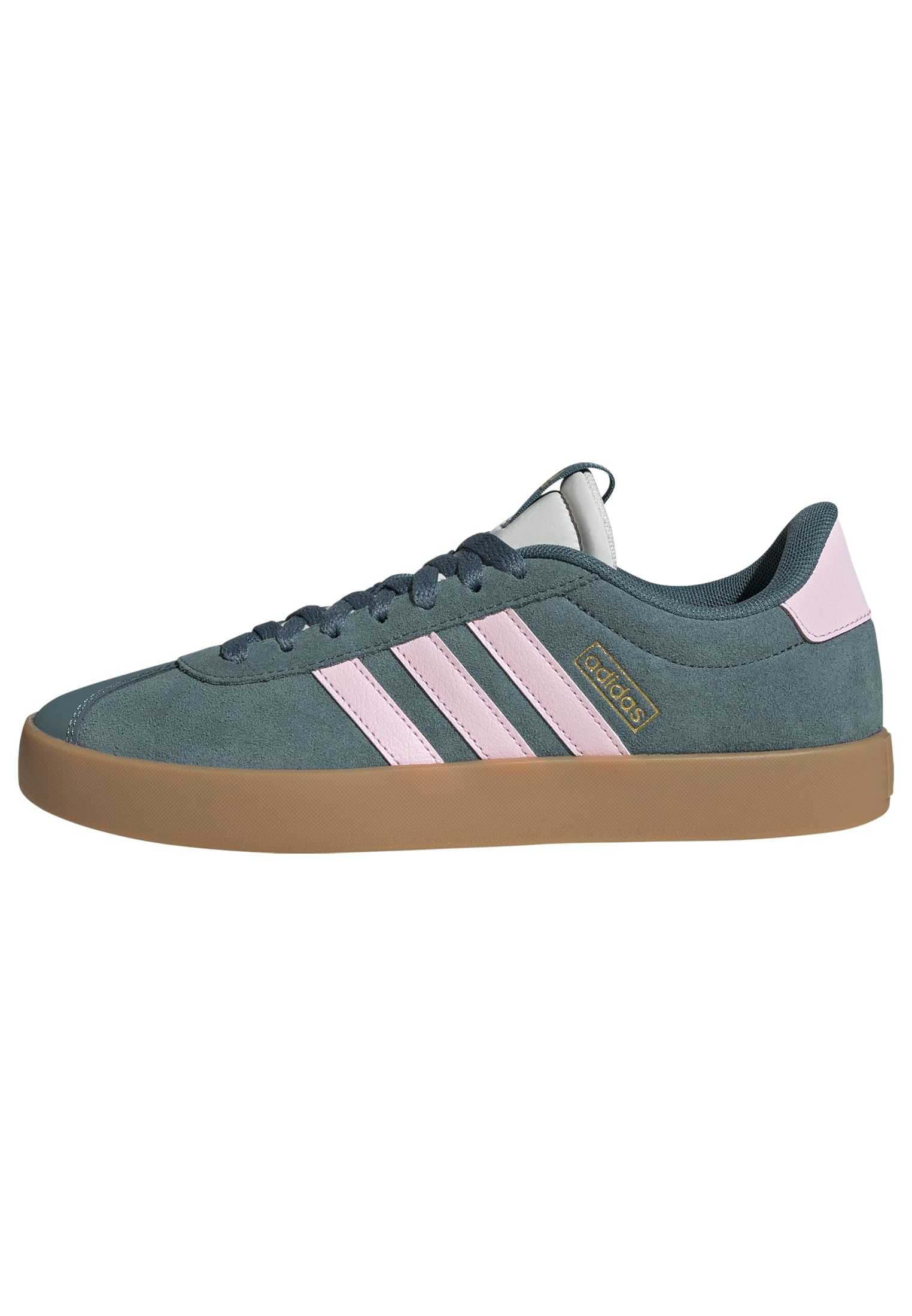 adidas Women's VL Court 3.0 Sneaker, Preloved Teal/Clear Pink/Gold Metallic, 8