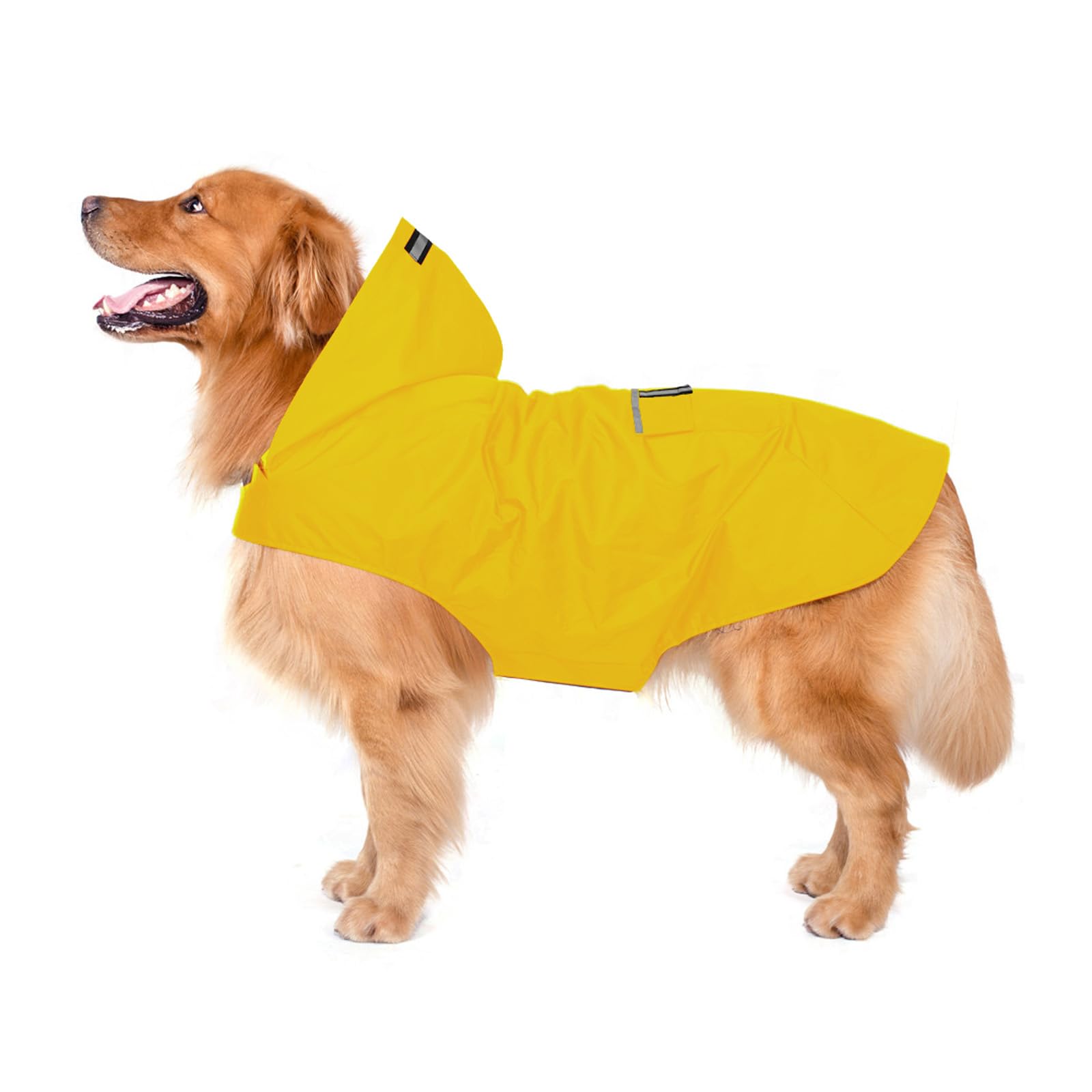 Zellar Dog Raincoat with Hood, Collar Hole, 100% Waterproof Ultra-Light Breathable Rainwear Rain Jacket with Safe Reflective Strips for Medium to Large Dog, Yellow, 6XL