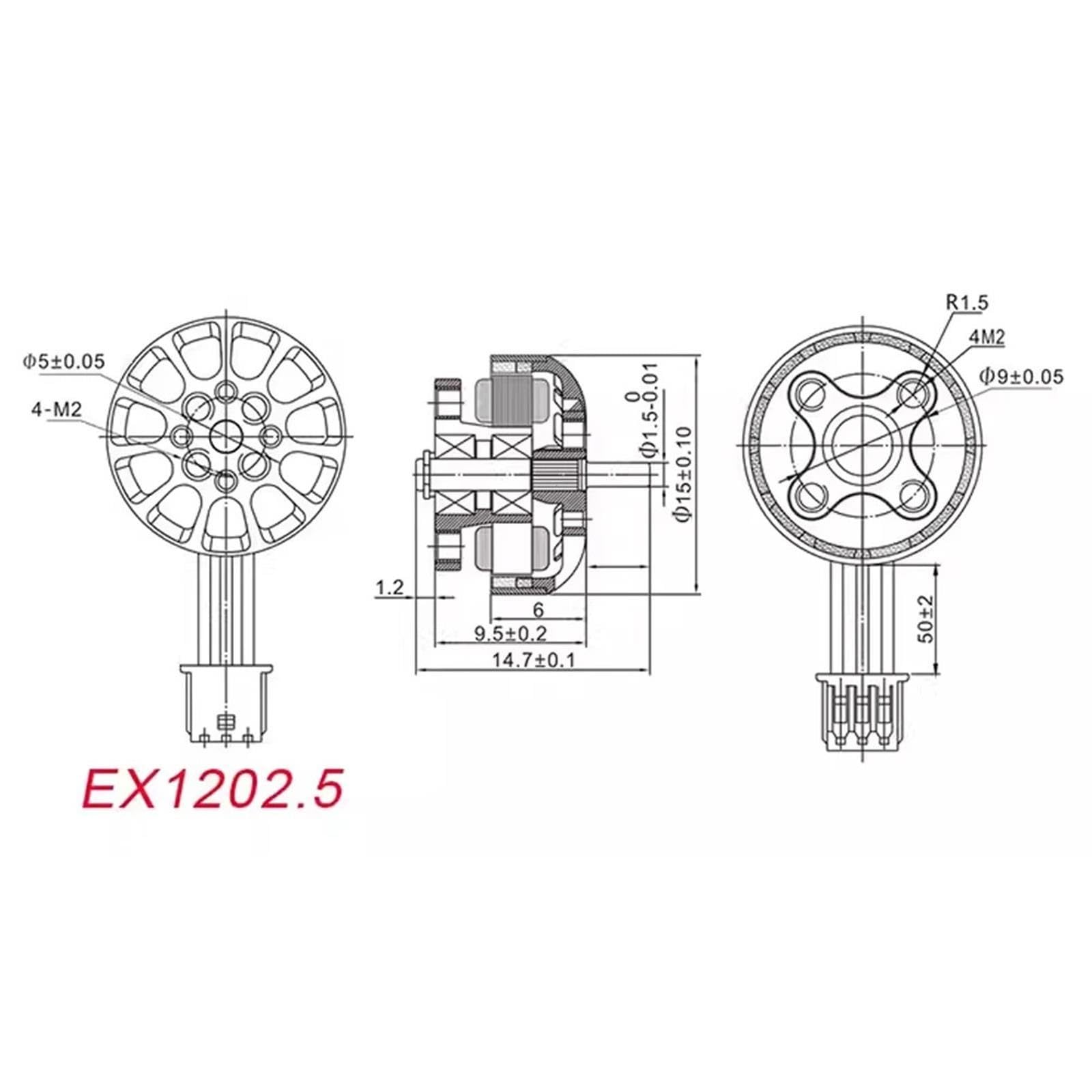 Motore brushless EX1202.5, Compatibile con Gemfan, 6400KV 8000KV