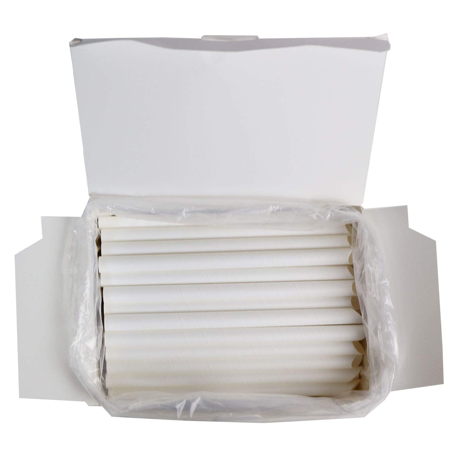 Amazon | タピオカ用の紙ストロー 【片先斜めカット】 白（ホワイト  