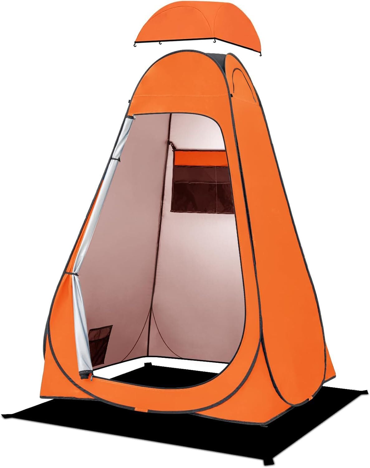 BRIAN &amp; DANY Pop Up Shower Tent, Portable Changing Tent with Rain Shelter &amp; Windows, Privacy Tent for Camping, Toilet or Bathroom, UPF 50+ &amp; Waterproof, 47.2" x 47.2" x 74.8", Orange
