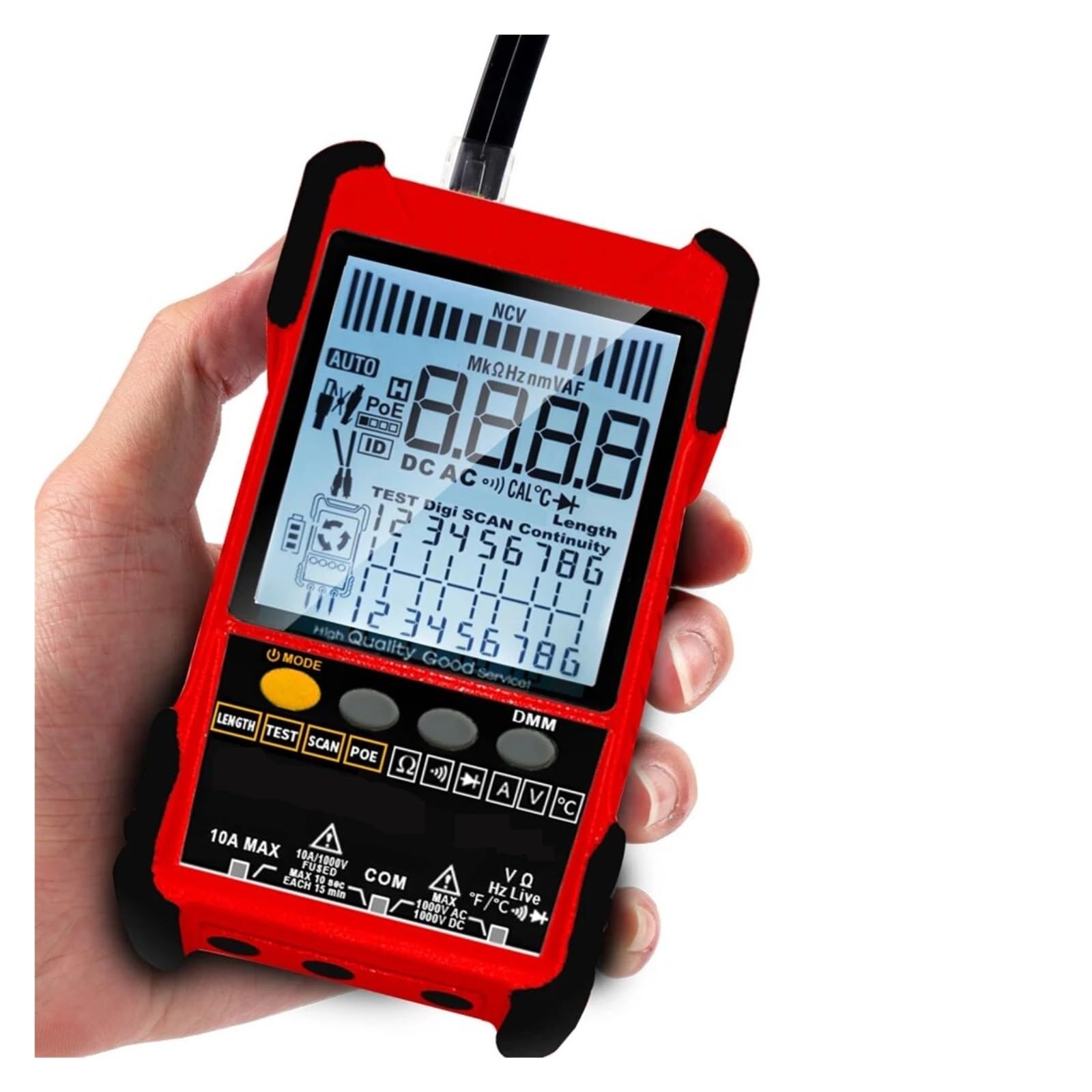 Tester for Cavi di Rete Multimetro Test Traccia Cavo LAN Lunghezza Misurazione Sensibilità Tracciante Linea Regolabile Leggero E Portatile(ET616)