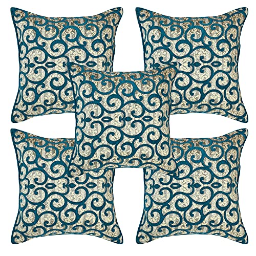 Image of Chenille Cushion Cover for Sofa & Living Room | Soft Decorative Throw Pillow Cover | 40x40 cm Pillow Case for Home, Bedroom & Office Decor (Sky-1)