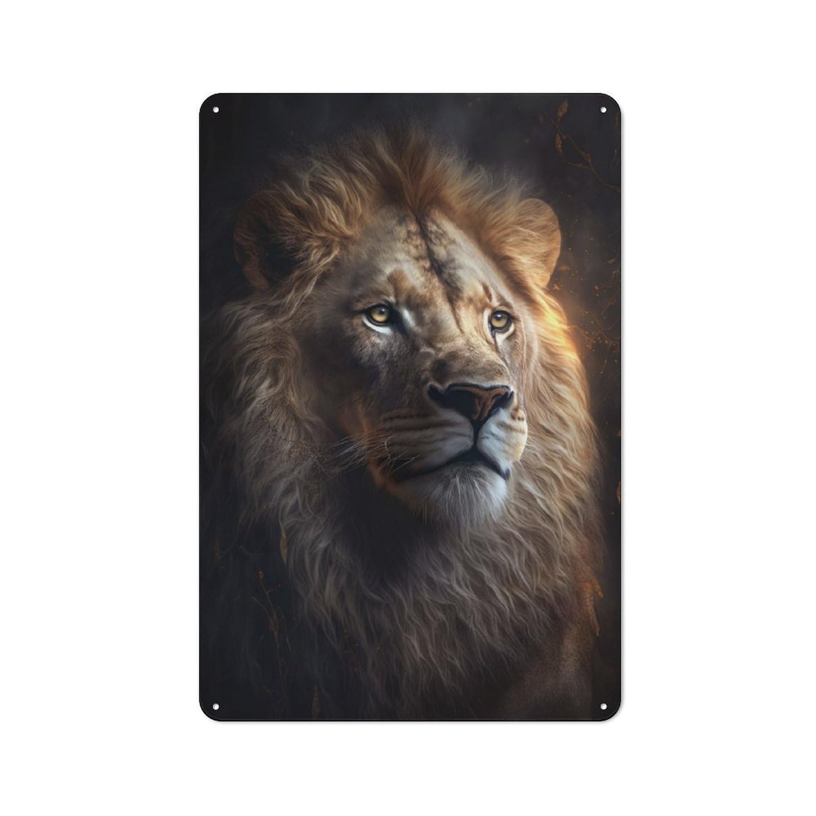 Junmoney Majestic Lion Boss Rustic Metal Sign 30X20cm For Guest Room Or Hallway, Suited To Hallway Wall Decor Fans