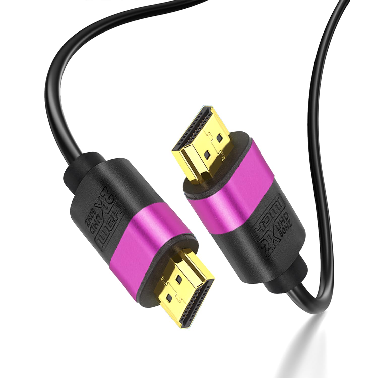 Cable HDMI de 80 pies, cable HDMI largo de alta velocidad, conector dorado (morado) 2K @60Hz 1080P DTS:X, HDCP 2.2 y 2.3, HDR 10 compatible con Roku TV/PS5/HDTV/Blu-ray