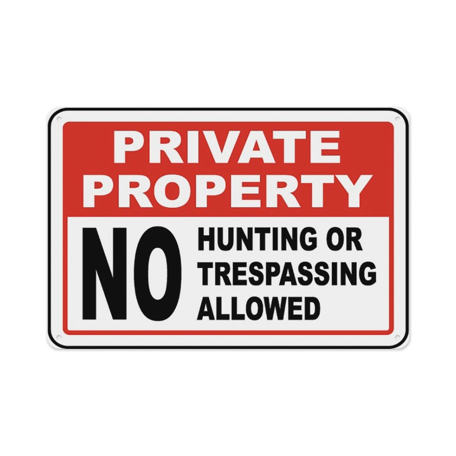 peiyeety No Hunting Or Trespassing Sign Aluminum Tin Warning Signs For Home Outdoor Garden 12X16 Inches