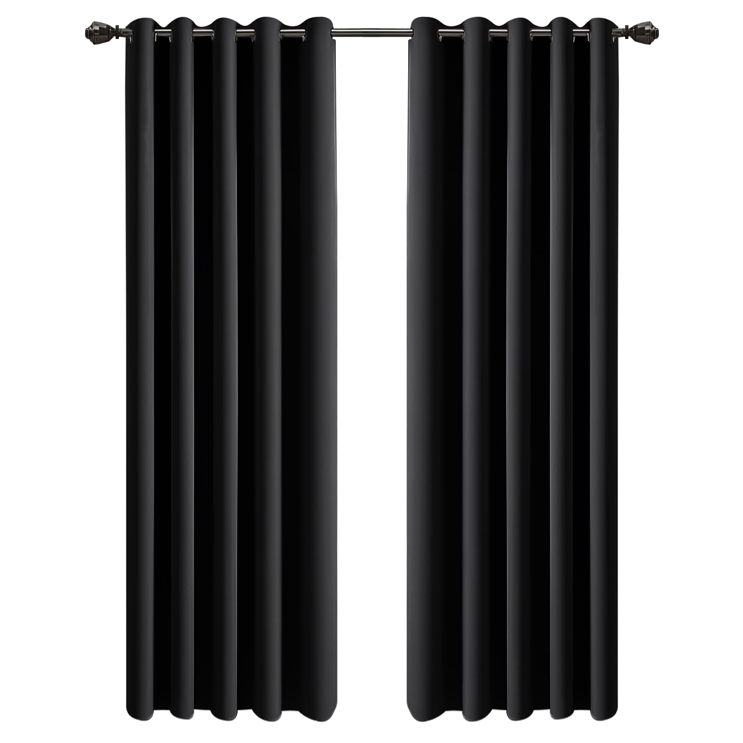 Ir Imperial Rooms Black Imperial Rooms Eyelet Out Curtains For Living Room 66X90 Inch Bedroom Curtains Super Soft Thermal Insulated Curtain 2 Panels With Tiebacks
