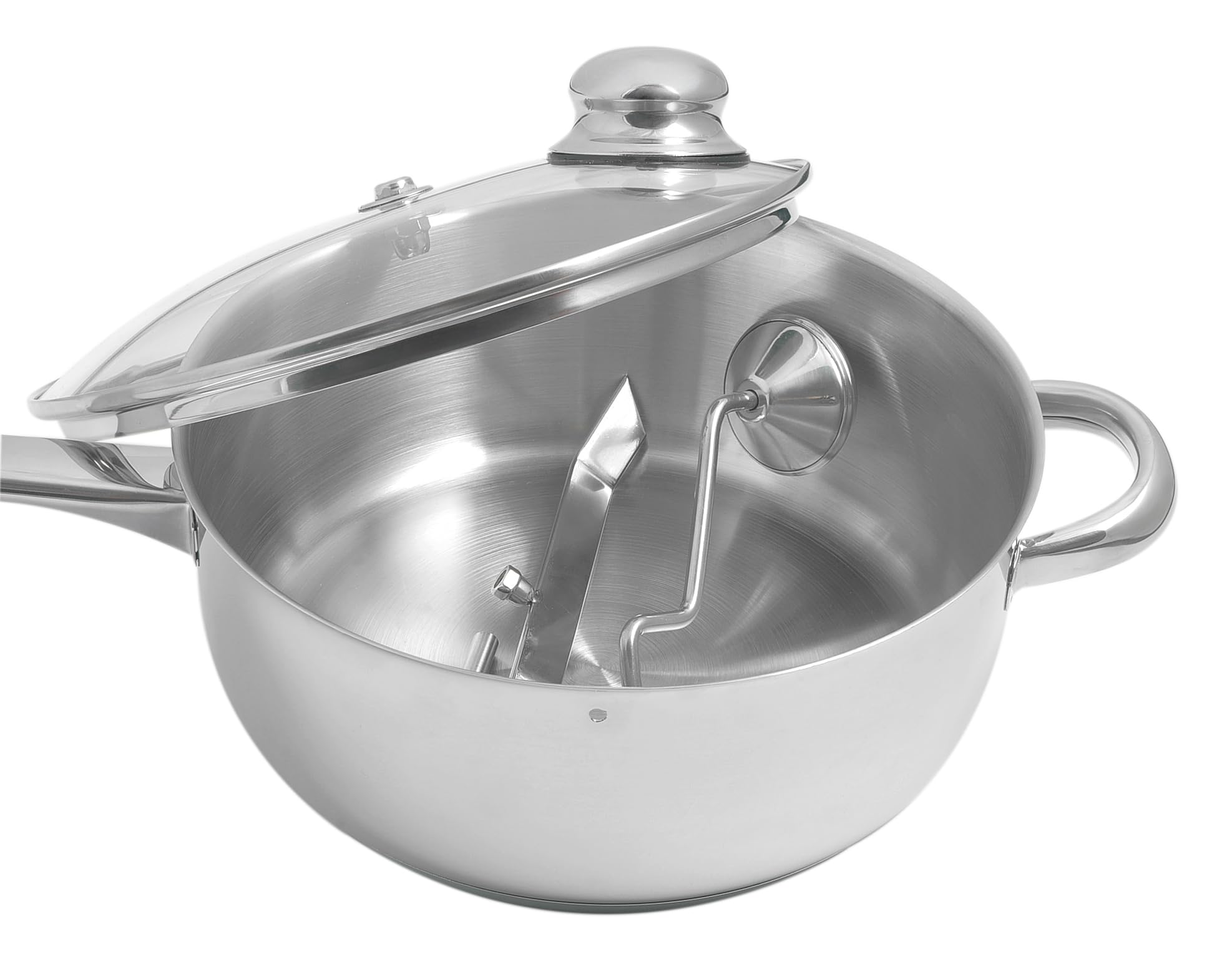 Artame ART20950, maszyna do popcornu, patelnia do popcornu z przezroczystą pokrywką i korbą, uchwyt odporny na wysokie temperatury, wszystkie palniki z indukcją, Ø 24 cm, stal nierdzewna