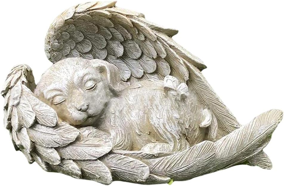 DAPERCI Estatua de Resina Conmemorativa de Gato/Perro, Regalos de Recuerdo de ángel, Perro Decoración del hogar