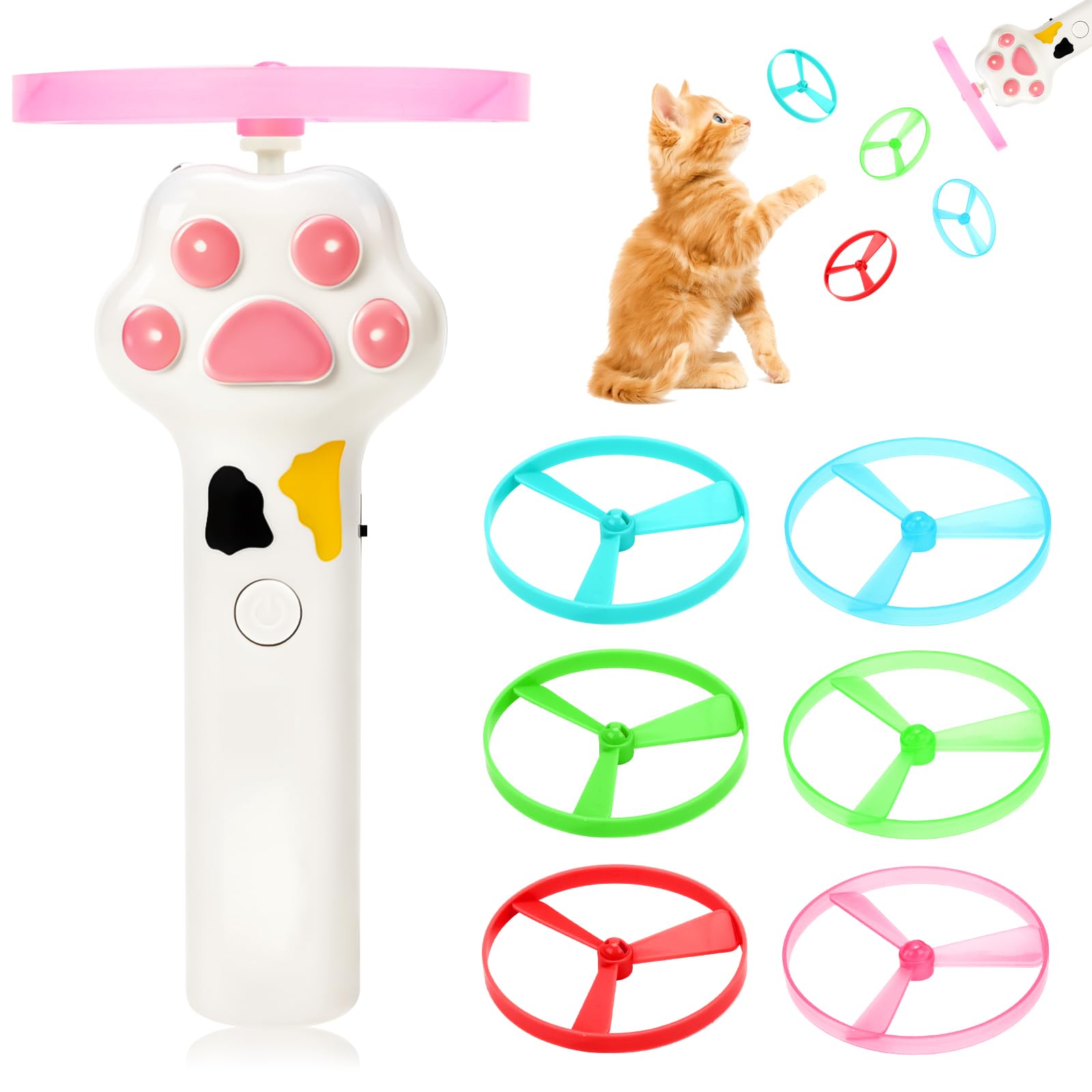 Cat Toy Cat Fetch Toy, Interactive Cat Toy, Pet Toy for Cat, Spinning Launcher with Flying Propellers, Chasing Saucer for Training, Hunting, Hunting, Game Tracking