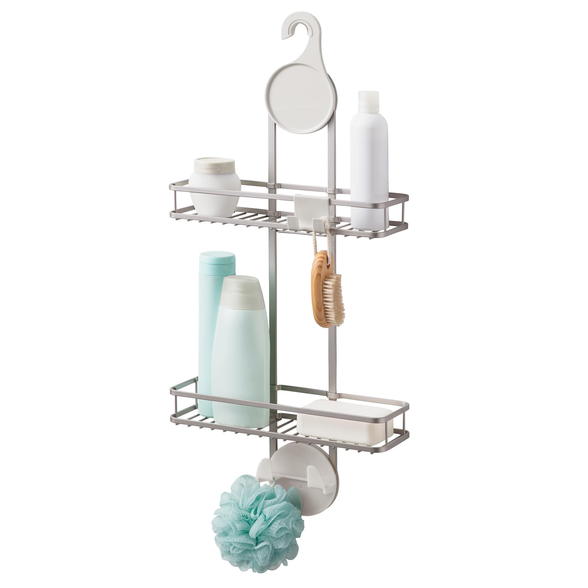iDesign Hanging Shower Caddy with Accessory Hooks - Satin