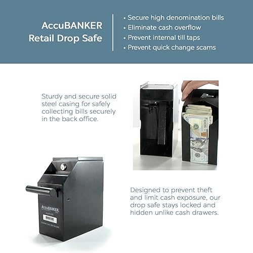 Miniatura 5 de AccuBANKER S200 - Caja fuerte para caídas al por menor con cerradura de llave, caja de efectivo de acero de aleación de grado comercial