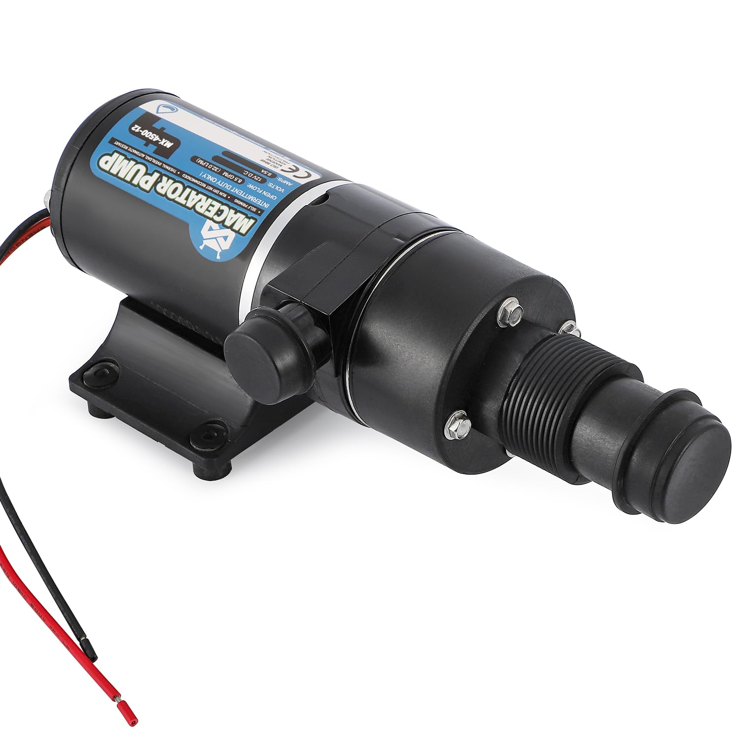 Mxmoonant 12V DC Pompe à déchets, 32 Lpm/min, 114W, Avec Lame à Quatre Têtes, Protection Contre les Surcharges, pour RV, Bateau, Toilettes, Cuisine, Aquaculture