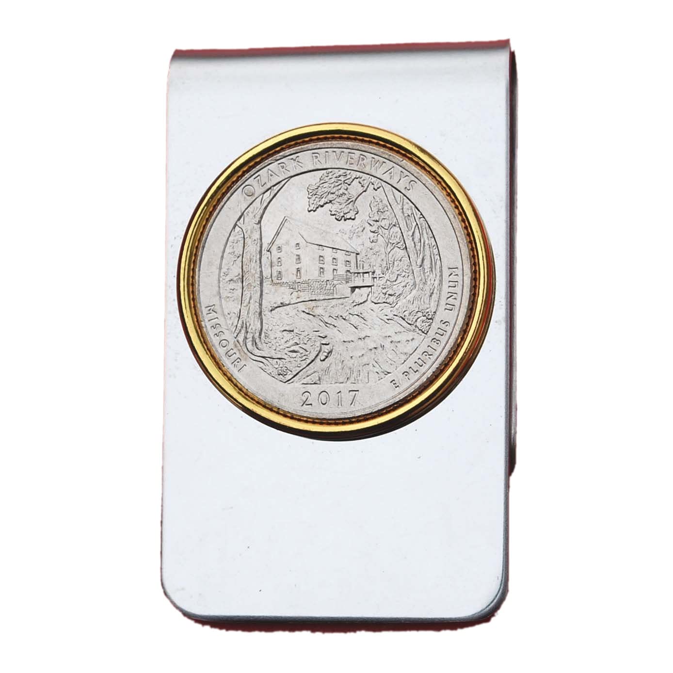 US 2017 Missouri Ozark National Scenic Riverways Quarter BU Uncirculated Coin Two Toned Money Clip New - America the Beautiful