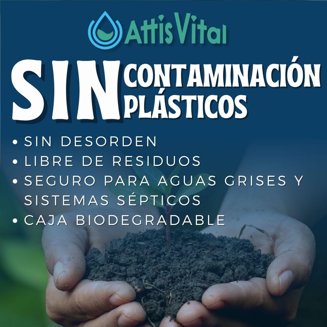 Detergente Lavavajillas Ecológico en Tiras AttisVital – 400 Lavados –Vegano, Biodegradable – Sin Plástico, Fosfatos ni Cloro – Limpieza, Abrillantado y Antical (400)