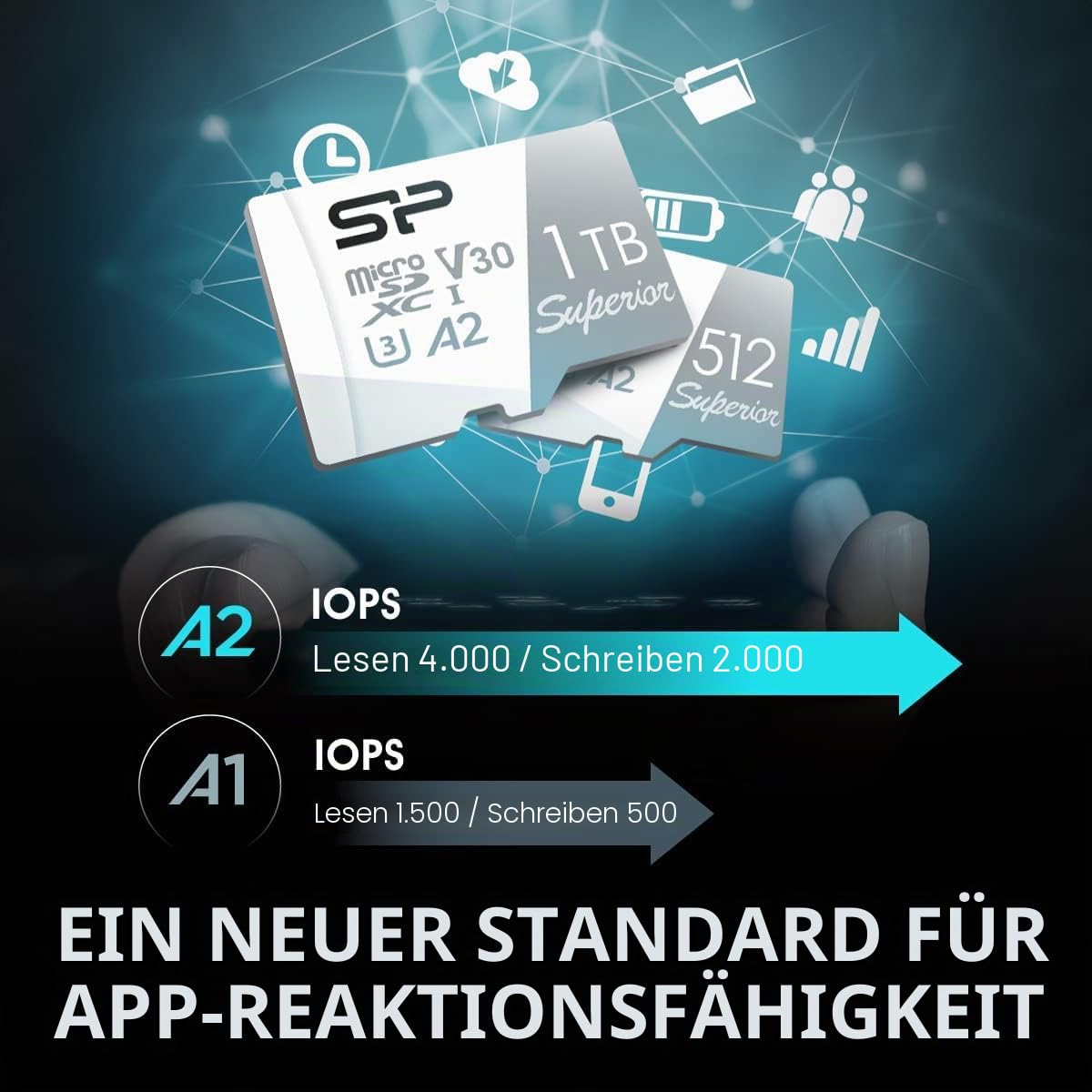 MicroSD 512GB Silikon Power (Nintendo Switch Operation Verified) 4K kompatibel, UHS-I U3 V30 A2 Standard Ultra HD kompatibel, große Kapazität, maximale Geschwindigkeit 100MB/s SP512GBSTXDA2V20SP