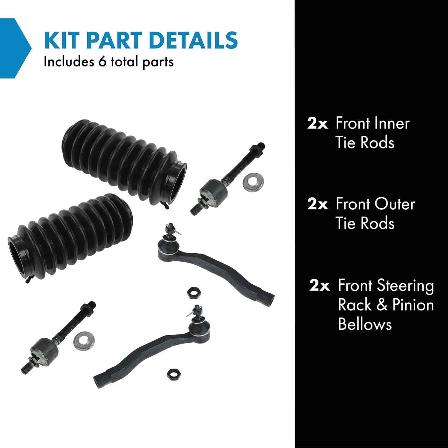 TRQ Front Driver & Passenger Side Inner & Outer Steering Kit Steering Rack & Pinion Bellow Tie Rod Compatible with 1997-1999 Acura CL 1994-1997 Honda Accord 1995-1997 Odyssey 1996-1997 Isuzu Oasis