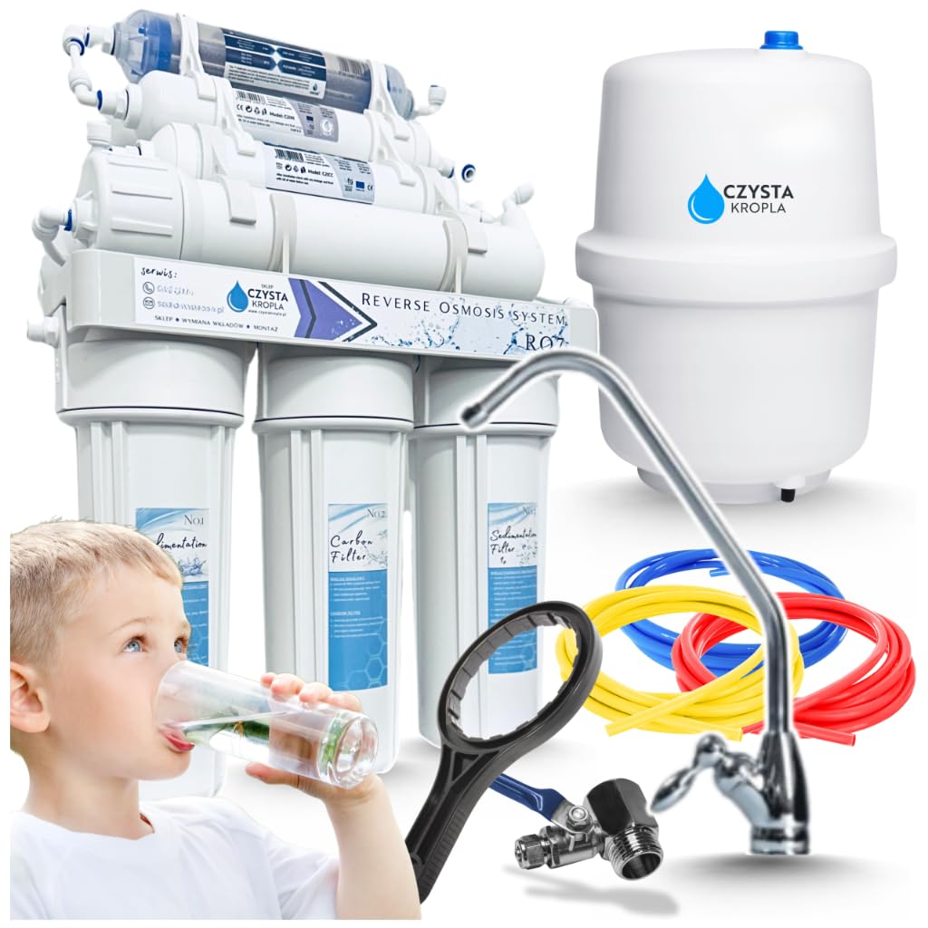 Czysta Kropla Sistema de Ósmosis Inversa de 7 Etapas Filtro de Agua Bajo Fregadero con Mineralizador Ionizador y Tanque de 12 Litros RO7